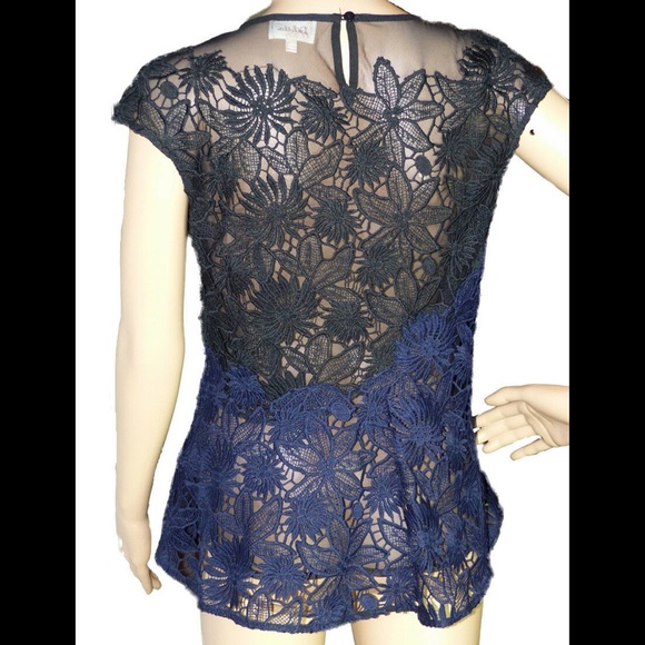 Anthropologie - DELETTA Sheer laced cap sleeve top - Picture 6 of 6